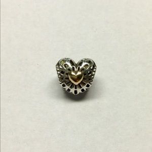 Pandora Vintage Heart Sterling Silver/14K Gold